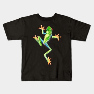 Leaping green tree frog Kids T-Shirt